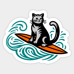 Surfer Cat Sticker